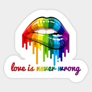 Love is never wrong LGBT Quote Gay Pride Gift Sticker